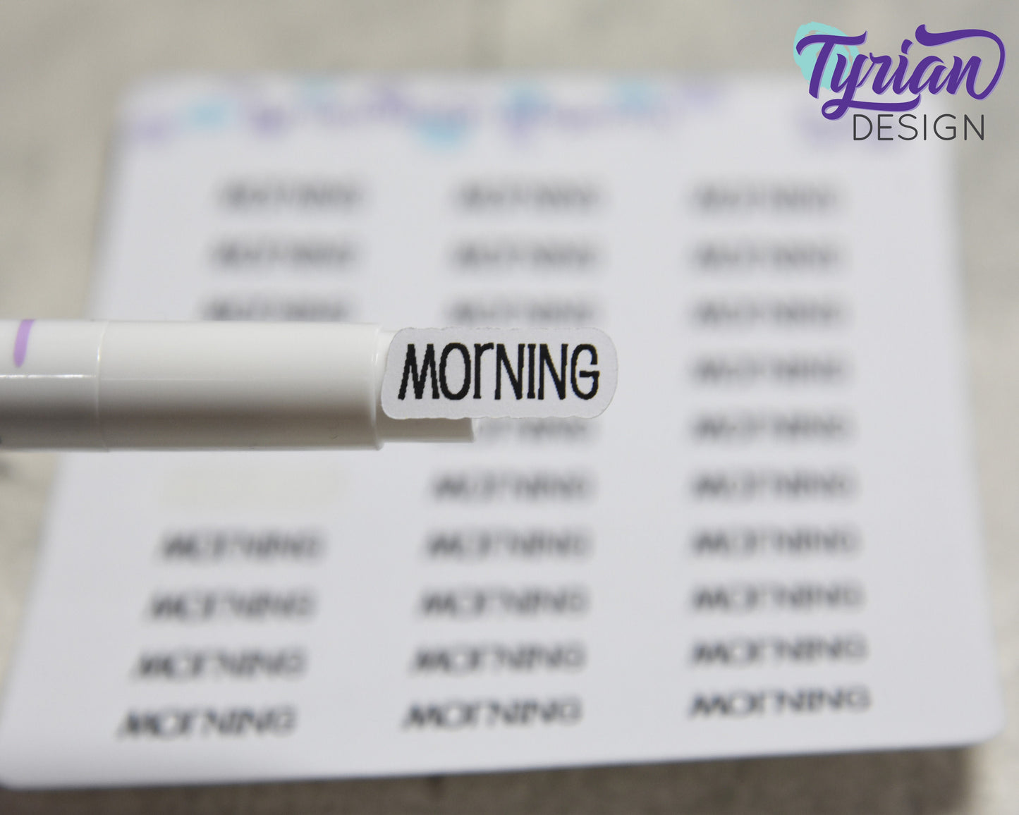 Morning Stickers |  30 Stickers | .75" x .3" each | Emm Font