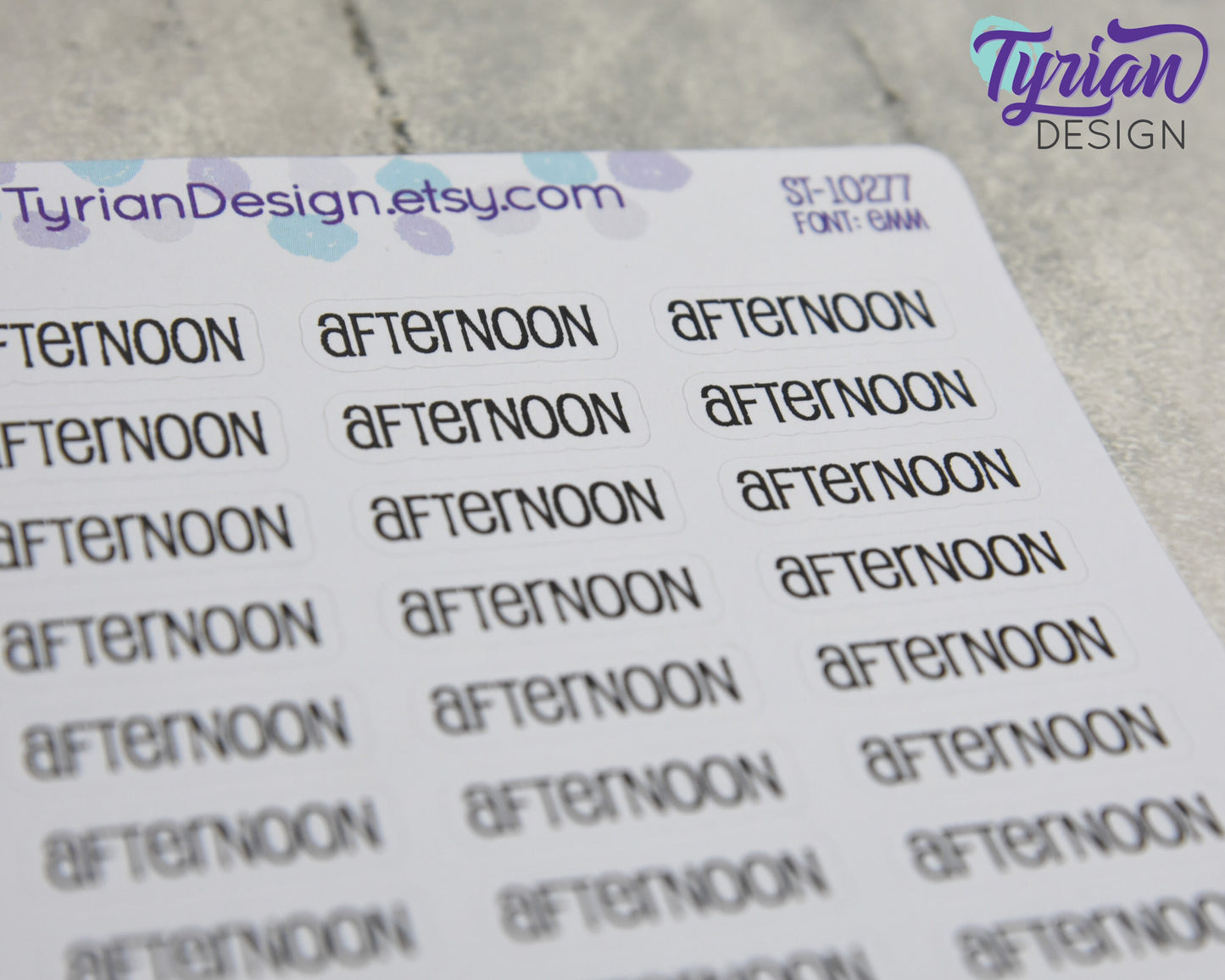 Afternoon Stickers for Planners and Journals |  30 Stickers | .95" x .3" Sticker size | Emm Font