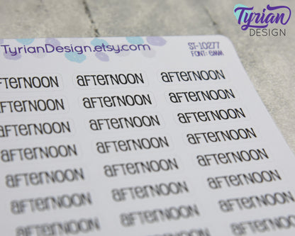 Afternoon Stickers for Planners and Journals |  30 Stickers | .95" x .3" Sticker size | Emm Font
