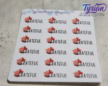 Grateful Stickers | 18 stickers | 1" x .57" each sticker | Font: Charley