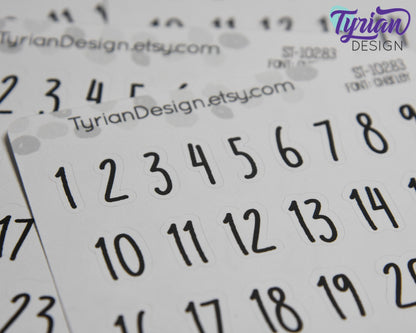 Days of the month 1-31 stickers| .5" tall stickers