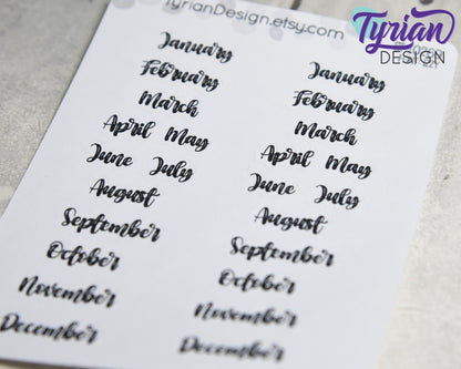 Small Months Stickers | January - December | 24 stickers | Font Izzy