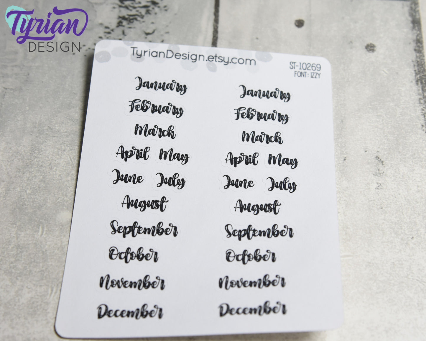 Small Months Stickers | January - December | 24 stickers | Font Izzy