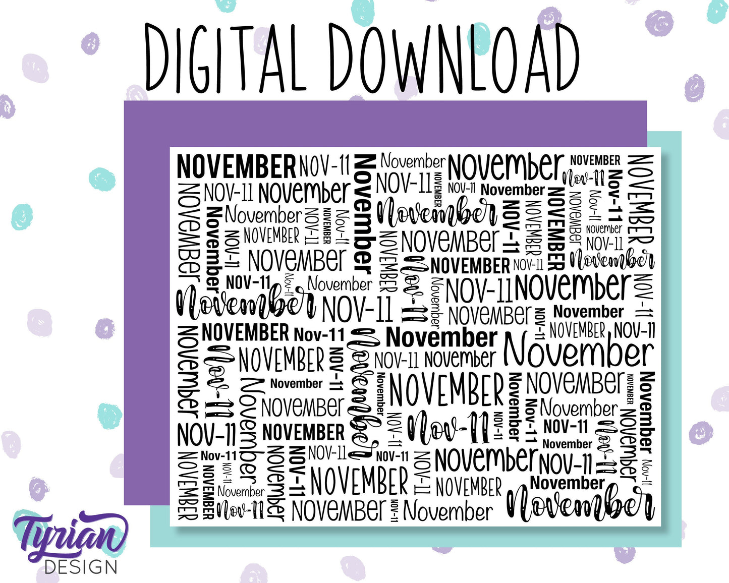 Digital Paper - November Word cloud Pattern