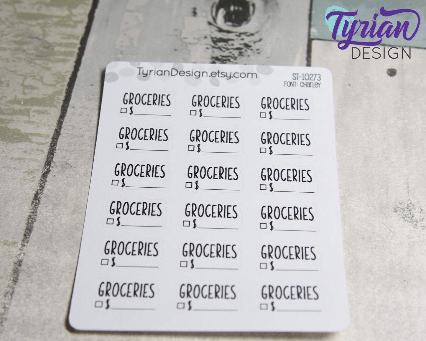 Groceries Stickers | 18 Stickers | .85 x .53" Each x Charley Font