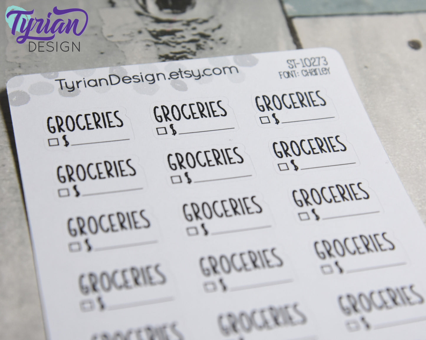 Groceries Stickers | 18 Stickers | .85 x .53" Each x Charley Font