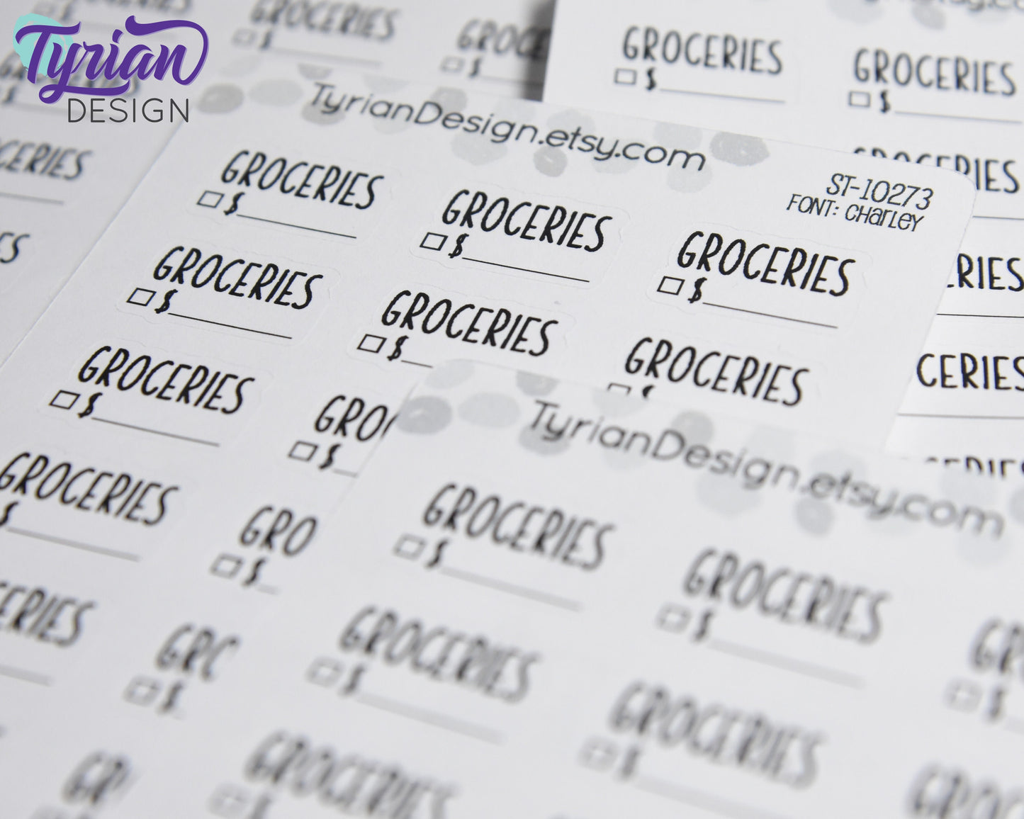 Groceries Stickers | 18 Stickers | .85 x .53" Each x Charley Font