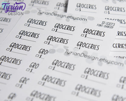Groceries Stickers | 18 Stickers | .85 x .53" Each x Charley Font