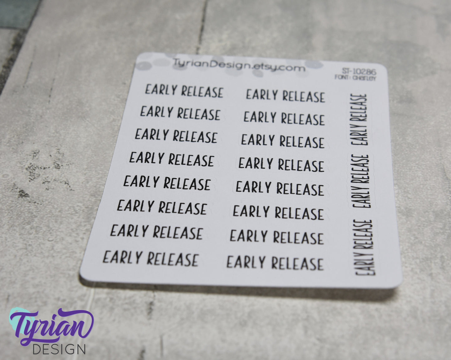 Early Release Stickers| 19 Stickers | 1.17" x .35" each| Charley Font