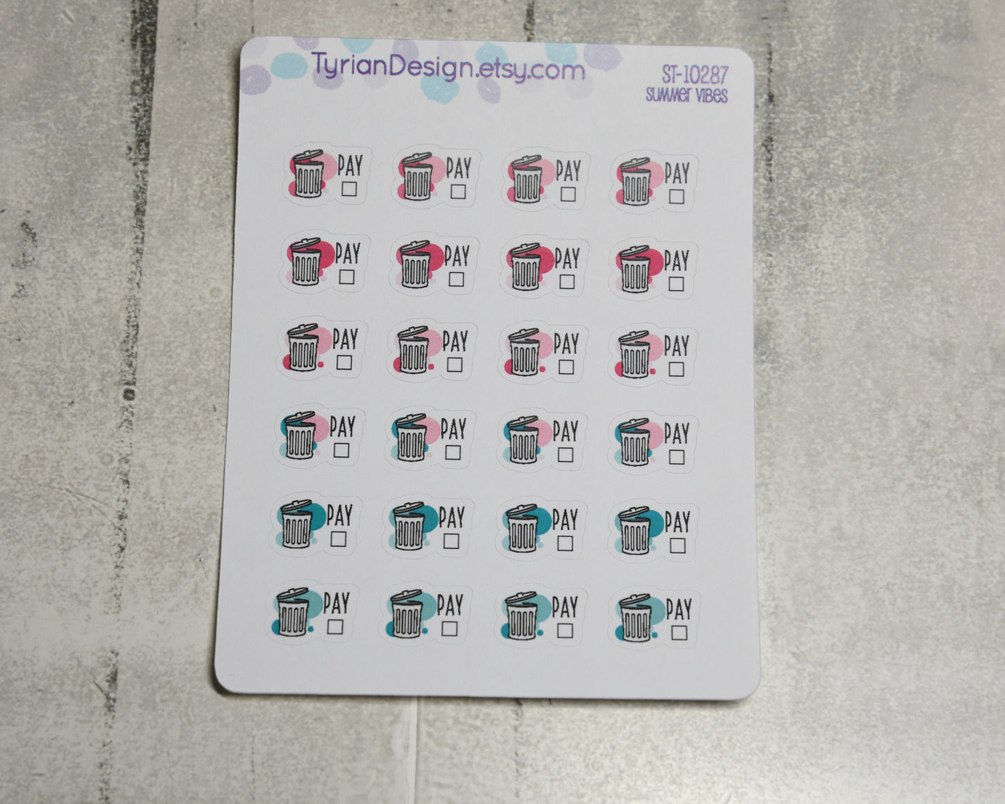 Trash Service Payment Stickers | 24 Stickers | .61 x.5" each
