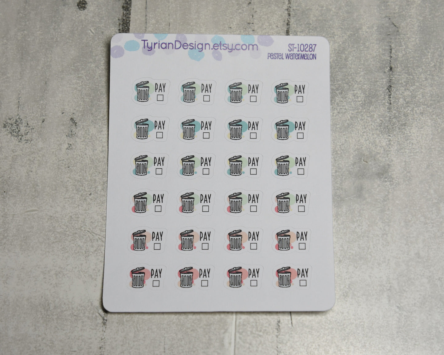 Trash Service Payment Stickers | 24 Stickers | .61 x.5" each
