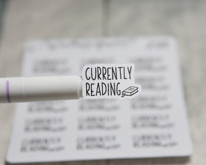 Currently Reading Stickers | 3.5 x 4.5" Sheet | 1 x .63" Sticker size | 15 stickers per sheet | Charlie Font