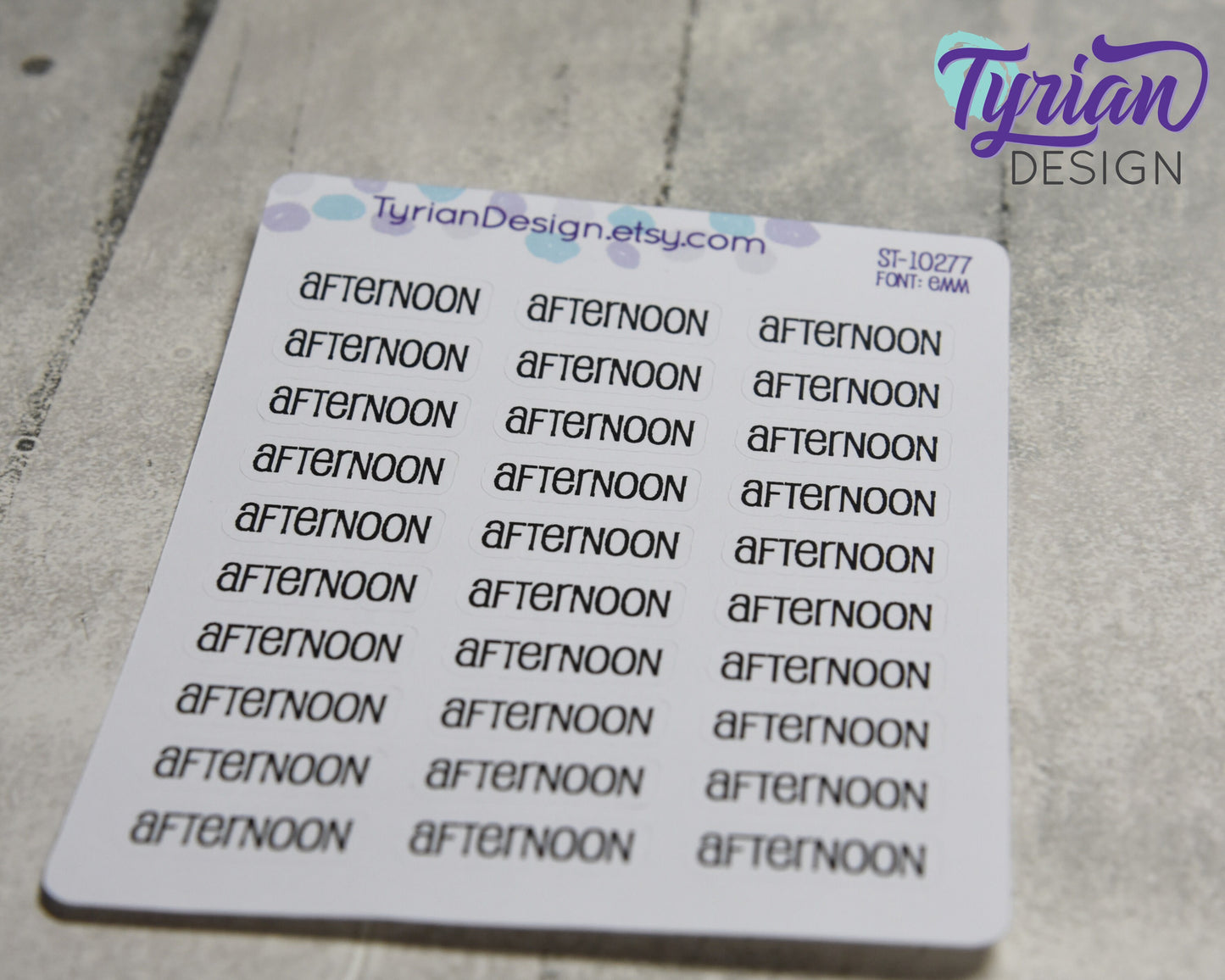 Afternoon Stickers for Planners and Journals |  30 Stickers | .95" x .3" Sticker size | Emm Font