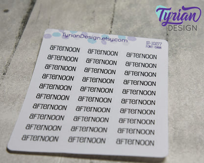 Afternoon Stickers for Planners and Journals |  30 Stickers | .95" x .3" Sticker size | Emm Font
