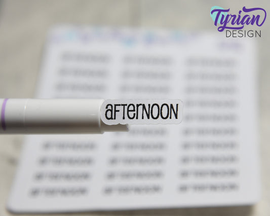 Afternoon Stickers for Planners and Journals |  30 Stickers | .95" x .3" Sticker size | Emm Font