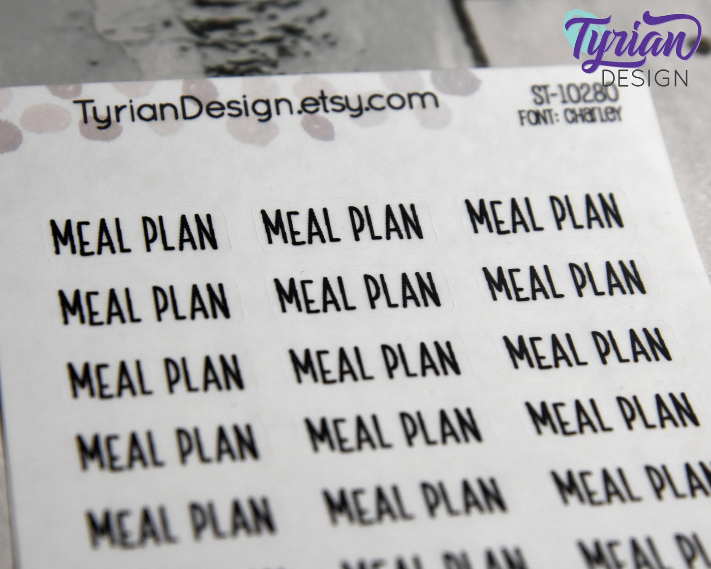 Meal Plan Stickers | .9 x .35" Sticker size | 24 stickers | Charlie Font