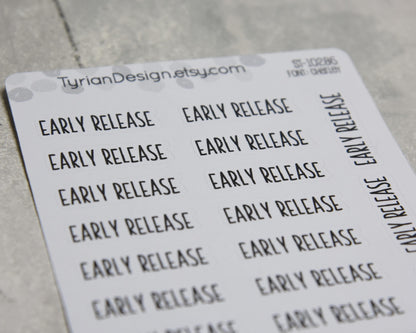 Early Release Stickers| 19 Stickers | 1.17" x .35" each| Charley Font