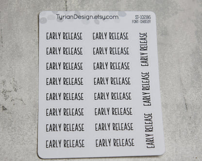 Early Release Stickers| 19 Stickers | 1.17" x .35" each| Charley Font