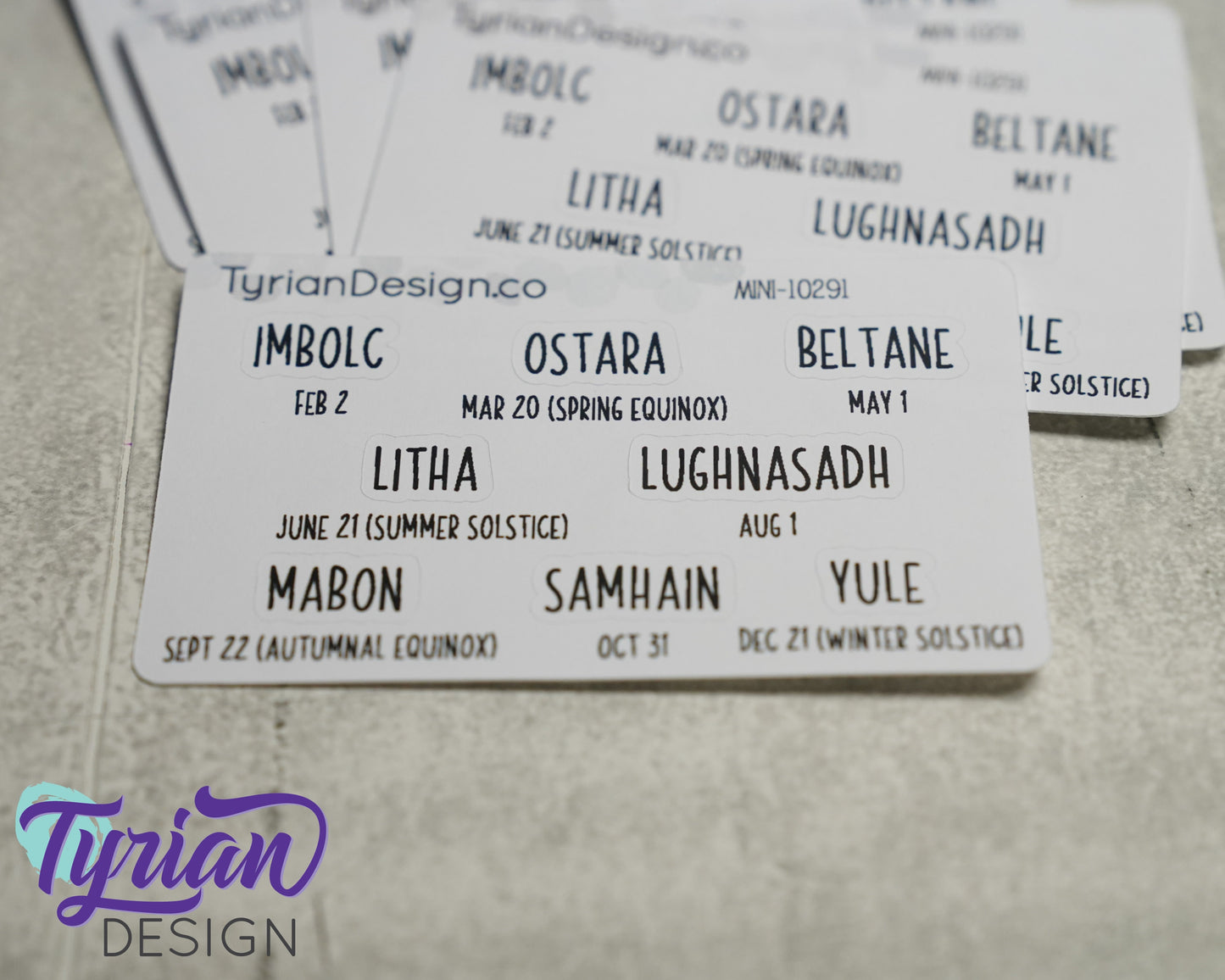 Wiccan Sabbats Mini Sheet of Stickers | Charley font | Mini Sheet | Eight Sabbat rituals| 8 stickers | .35 high