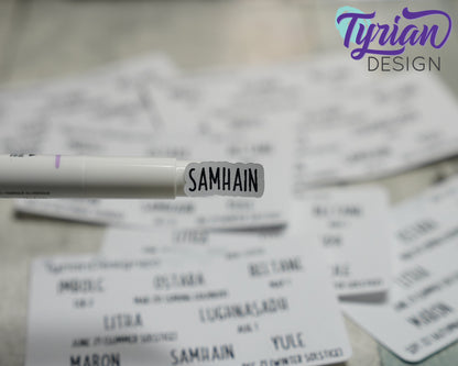 Wiccan Sabbats Mini Sheet of Stickers | Charley font | Mini Sheet | Eight Sabbat rituals| 8 stickers | .35 high