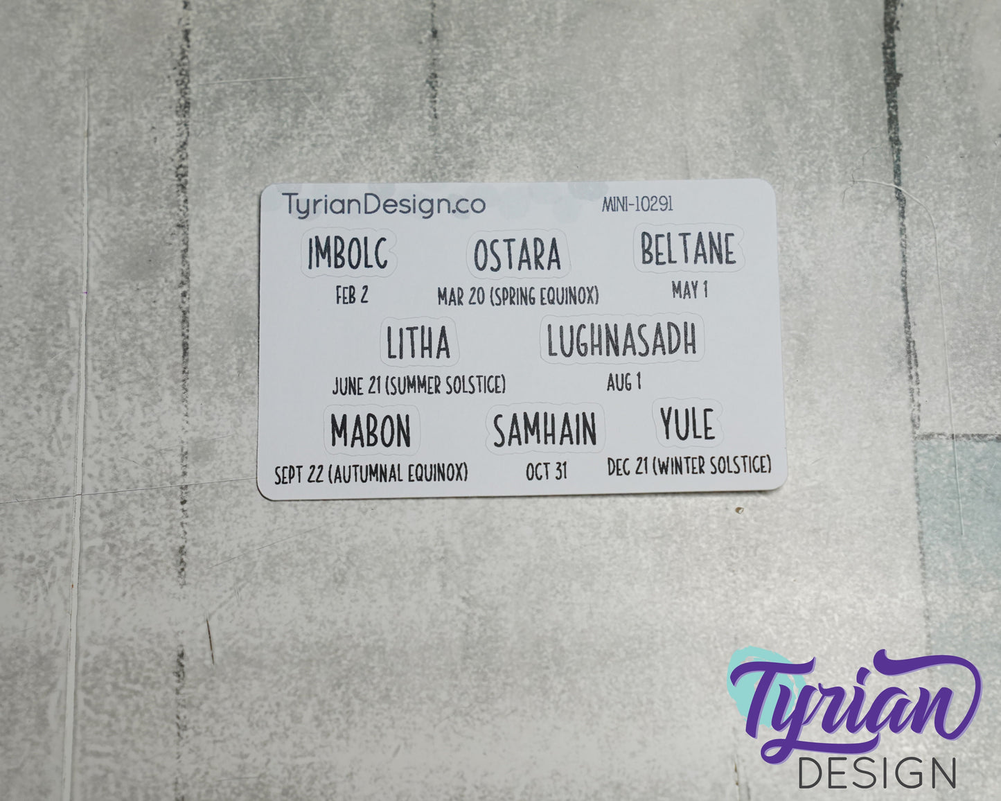 Wiccan Sabbats Mini Sheet of Stickers | Charley font | Mini Sheet | Eight Sabbat rituals| 8 stickers | .35 high