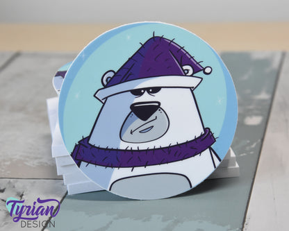Angsty Polar Bear Vinyl Sticker | 3 inch Round