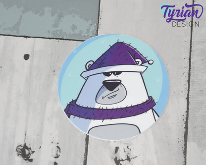 Angsty Polar Bear Vinyl Sticker | 3 inch Round