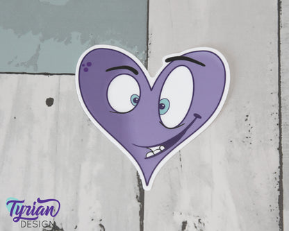 Crazy Heart Vinyl Sticker | Purple Heart Sticker | Sticker is high quality weather proof vinyl | 3 x 3 inch