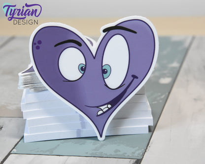 Crazy Heart Vinyl Sticker | Purple Heart Sticker | Sticker is high quality weather proof vinyl | 3 x 3 inch