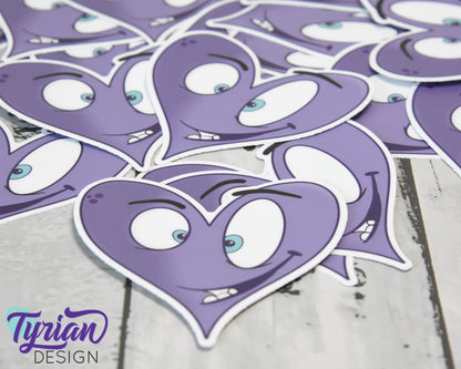 Crazy Heart Vinyl Sticker | Purple Heart Sticker | Sticker is high quality weather proof vinyl | 3 x 3 inch