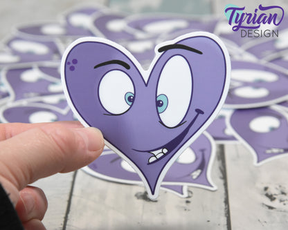 Crazy Heart Vinyl Sticker | Purple Heart Sticker | Sticker is high quality weather proof vinyl | 3 x 3 inch