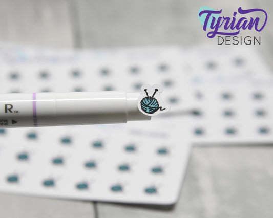 Knitting Stickers | Tiny Knitting stickers on mini sheet | Great for pocket planning | yarn icon sticker | Temple | White or Clear Matte