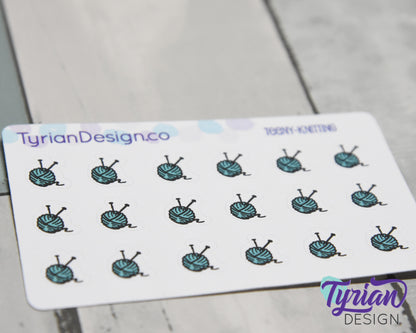 Knitting Stickers | Tiny Knitting stickers on mini sheet | Great for pocket planning | yarn icon sticker | Temple | White or Clear Matte