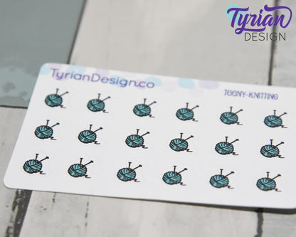 Knitting Stickers | Tiny Knitting stickers on mini sheet | Great for pocket planning | yarn icon sticker | Temple | White or Clear Matte