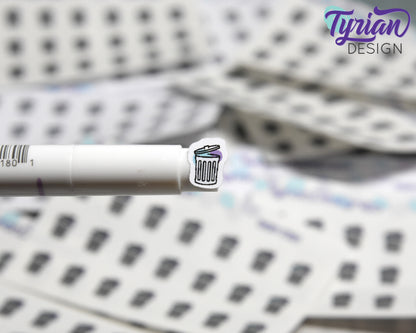 Trash Stickers - Tiny Garbage stickers on a mini sheet - Great for small bullet Journals and Planner, or mimimalist planners