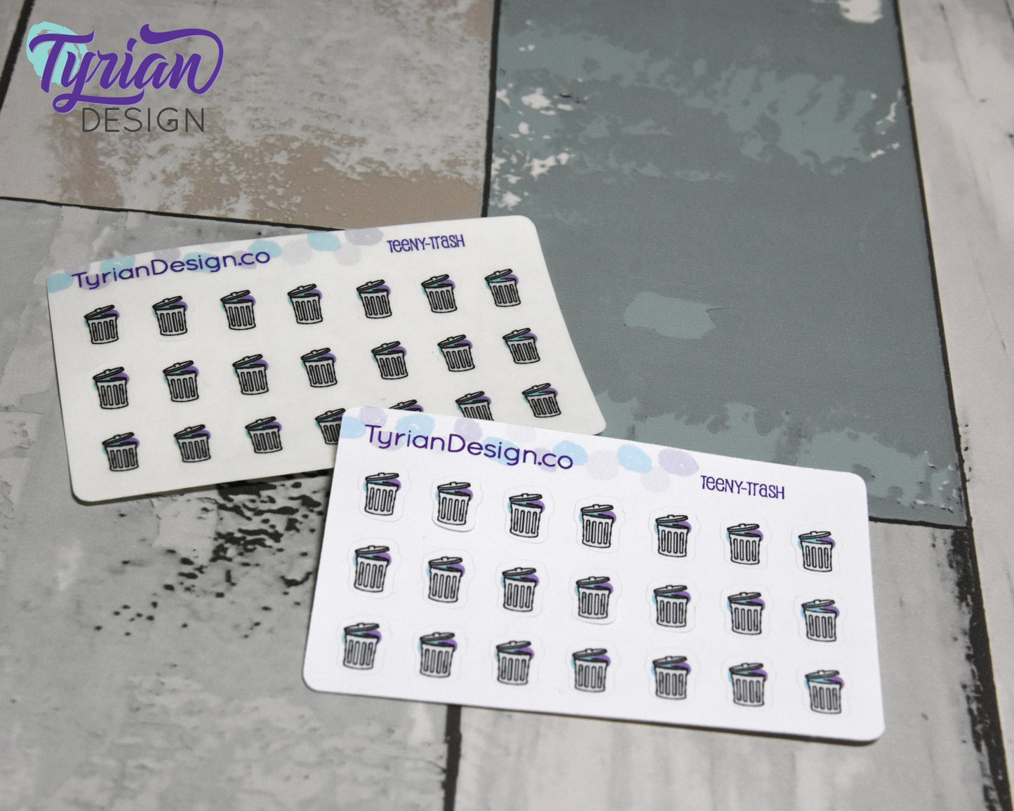 Trash Stickers - Tiny Garbage stickers on a mini sheet - Great for small bullet Journals and Planner, or mimimalist planners