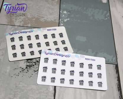 Trash Stickers - Tiny Garbage stickers on a mini sheet - Great for small bullet Journals and Planner, or mimimalist planners