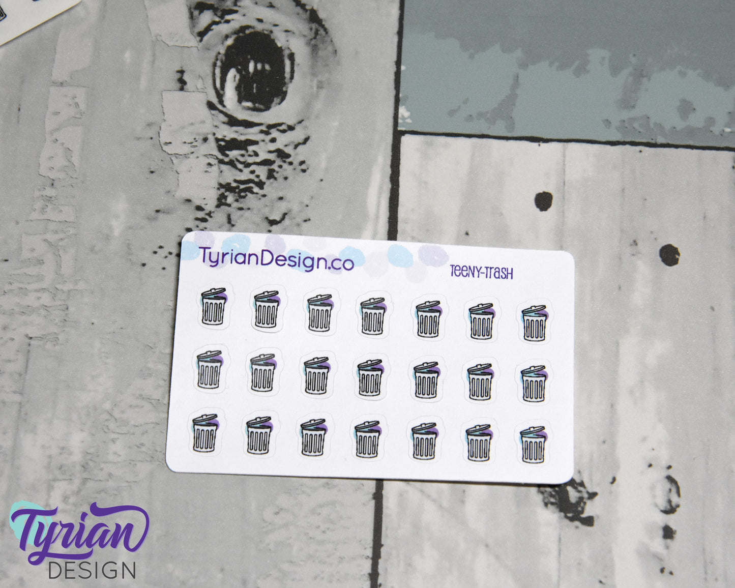 Trash Stickers - Tiny Garbage stickers on a mini sheet - Great for small bullet Journals and Planner, or mimimalist planners