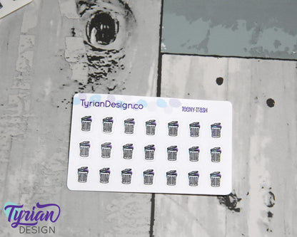 Trash Stickers - Tiny Garbage stickers on a mini sheet - Great for small bullet Journals and Planner, or mimimalist planners
