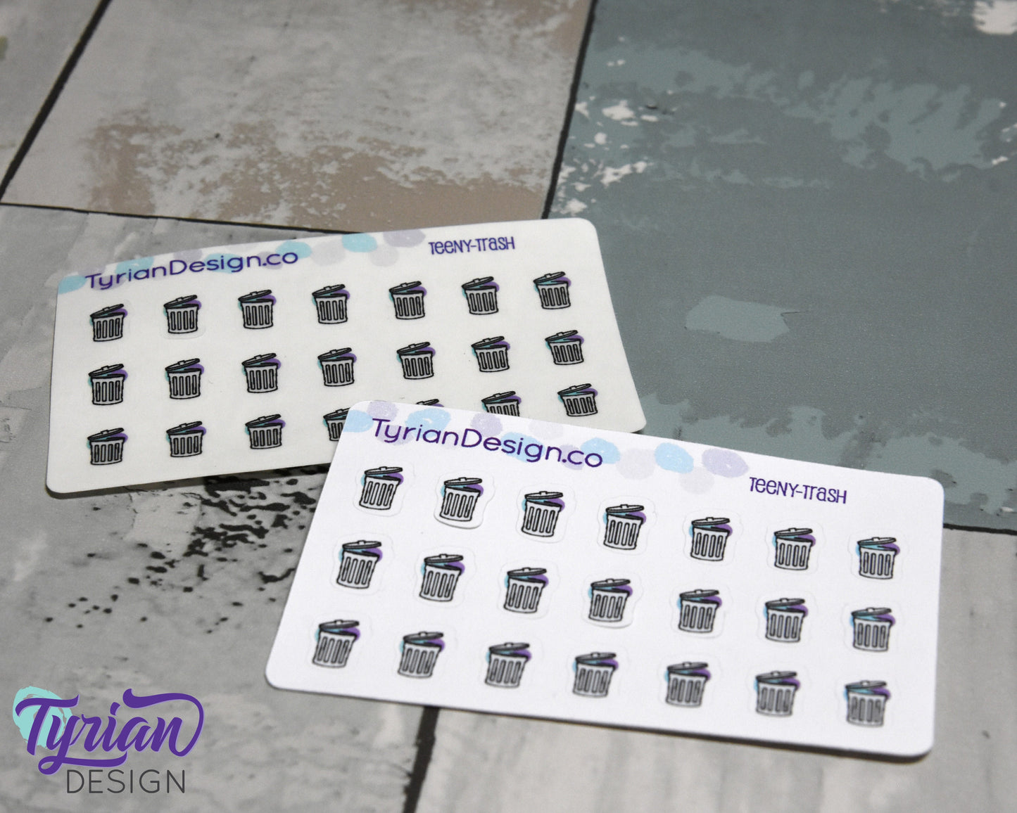 Trash Stickers - Tiny Garbage stickers on a mini sheet - Great for small bullet Journals and Planner, or mimimalist planners