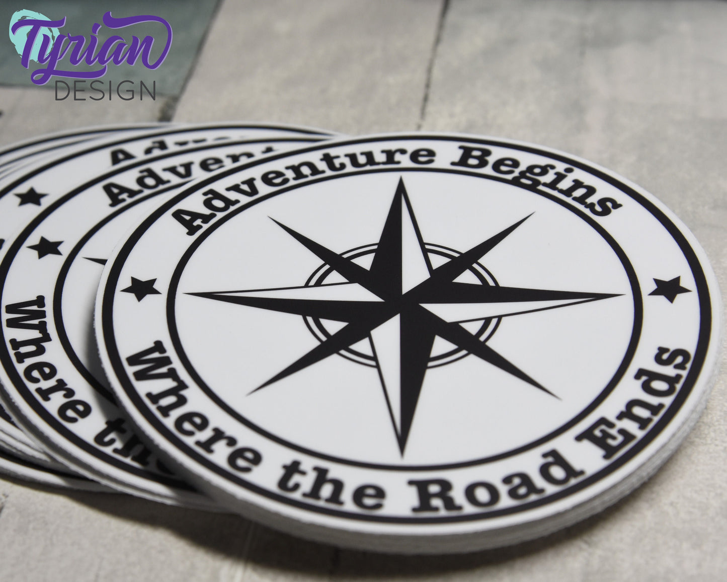 Adventure Begins Where The Road Ends Vinyl Sticker | 5" Round