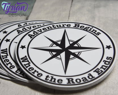 Adventure Begins Where The Road Ends Vinyl Sticker | 5" Round