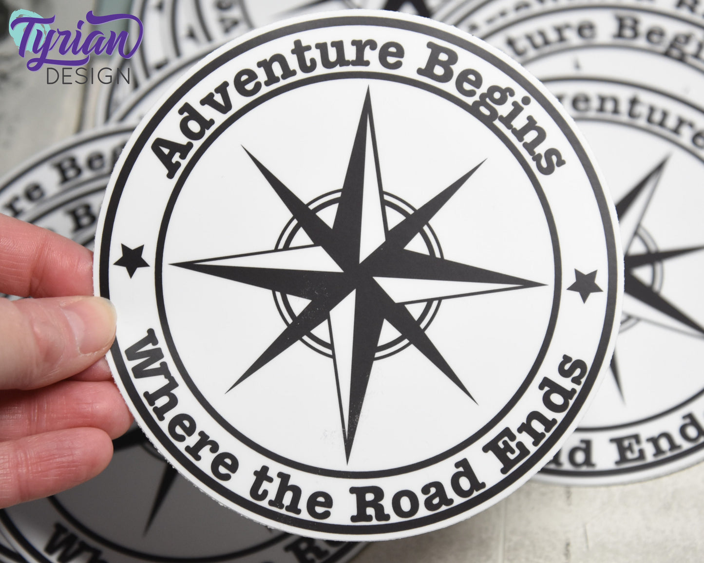 Adventure Begins Where The Road Ends Vinyl Sticker | 5" Round