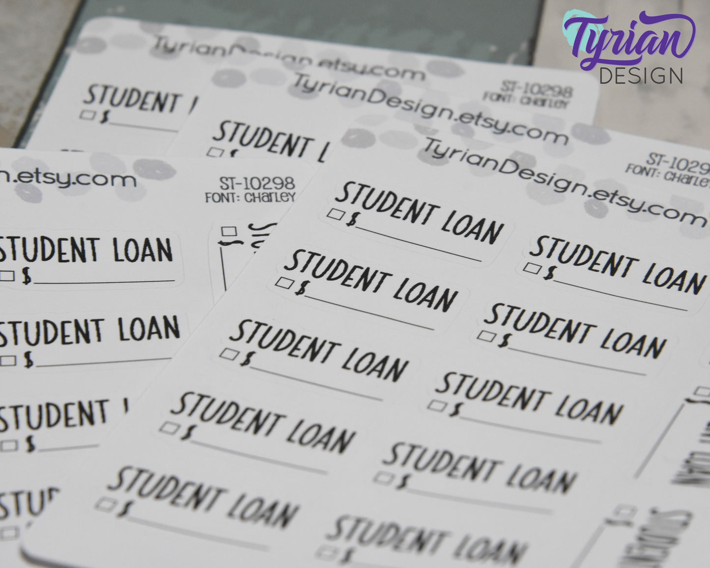 Student Loan Stickers Sheet for Planners and Journal | Black Type, clear or white matte stickers | Student Loan Budget Stickers