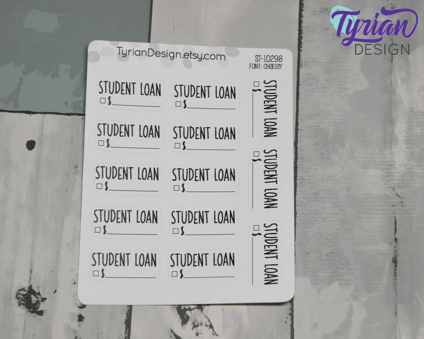 Student Loan Stickers Sheet for Planners and Journal | Black Type, clear or white matte stickers | Student Loan Budget Stickers