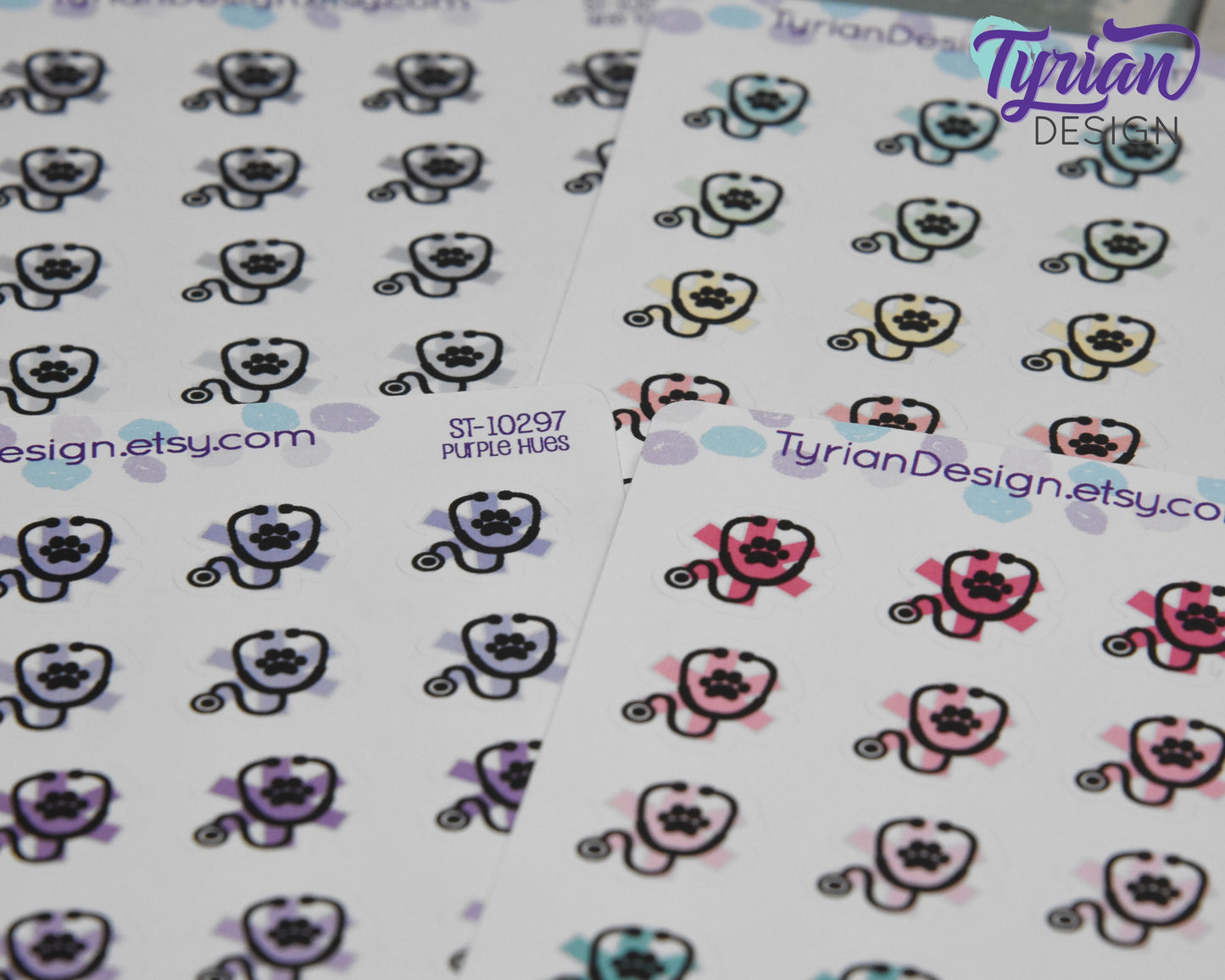 Veterinary Icon | 20 Stickers | .6" x.6" Each | Various Colors