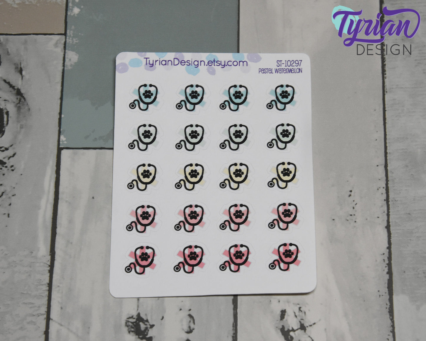 Veterinary Icon | 20 Stickers | .6" x.6" Each | Various Colors