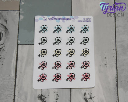 Veterinary Icon | 20 Stickers | .6" x.6" Each | Various Colors