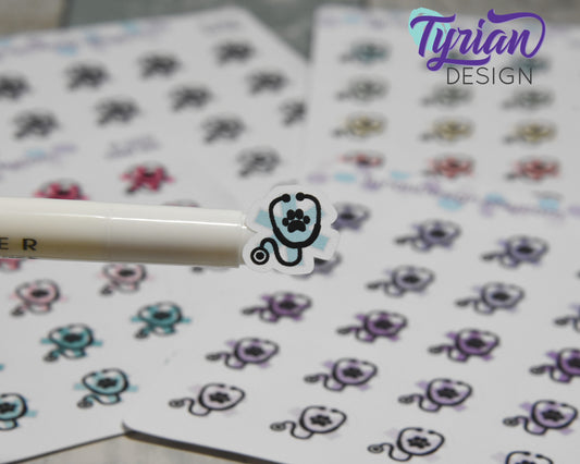 Veterinary Icon | 20 Stickers | .6" x.6" Each | Various Colors