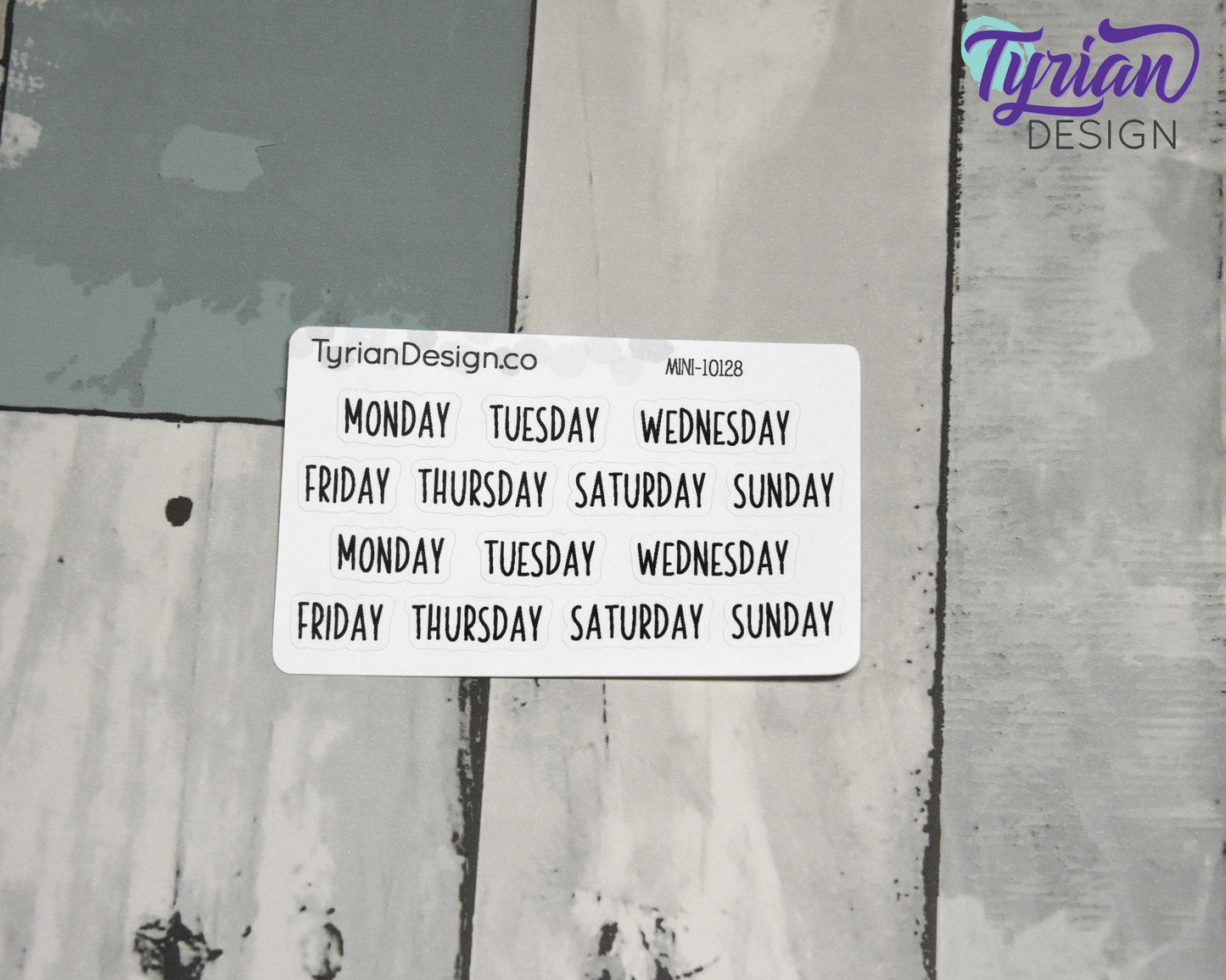 Days of the Week Stickers | Charley Font | Mini Sheet |  Great for Planners and Journals | Date headers | Monday - Sunday Two weeks